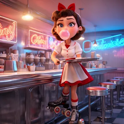 Retro Diner Roller Skate Waitress