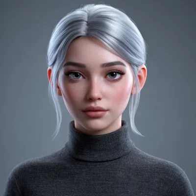 Silver-Haired 3D Avatar