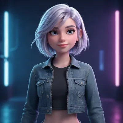 Silver Lavender Teen Girl 3D Avatar