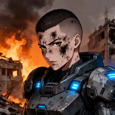 Battle-Worn Anime Trooper