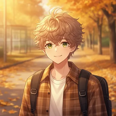 Autumn School Path Anime Boy