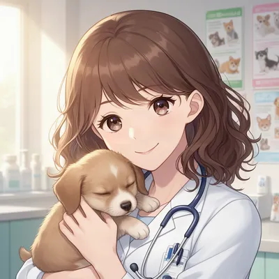 Anime Veterinarian with Puppy
