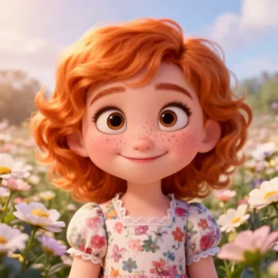 Adorable Ginger Girl Cartoon Avatar