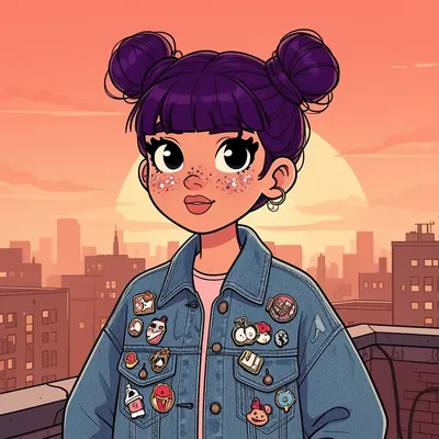 Violet Space Buns Girl