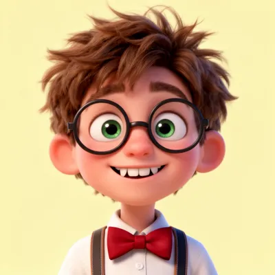 Nerdy Cartoon Boy