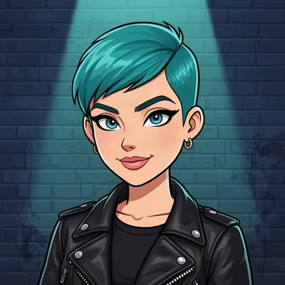 Stylish Teal Pixie Cartoon Avatar