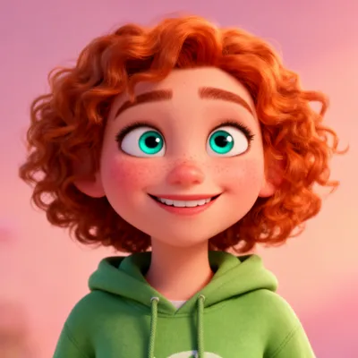 Cheerful Red-Haired Cartoon Avatar