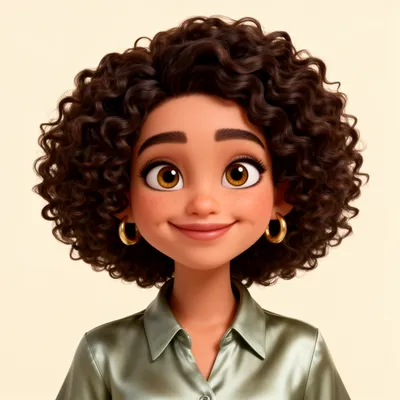 Chic Curly Cartoon Girl