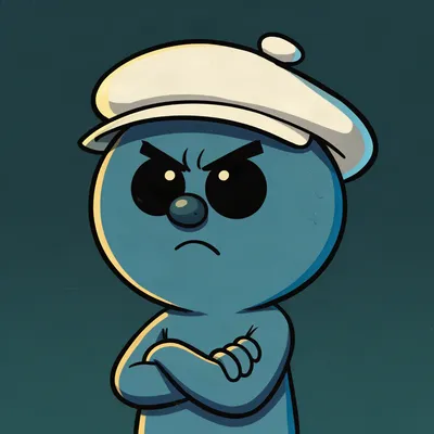 Grumpy Blue Cartoon Creature