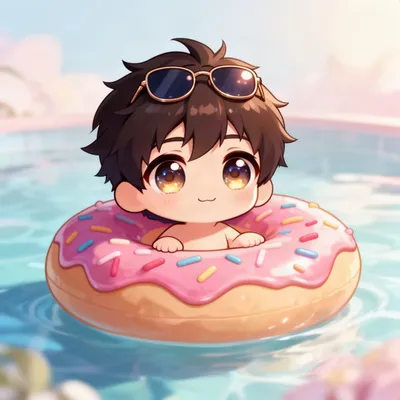 Chibi Boy Donut Pool Float
