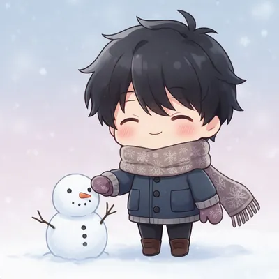 Chibi Boy with Snowman