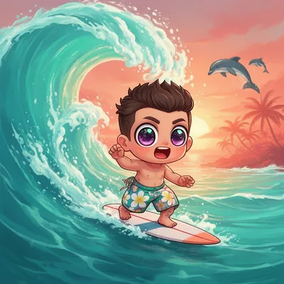 Surfing Chibi Wave Rider