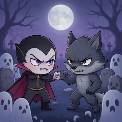Chibi Vampire vs Werewolf Thumb Wrestling