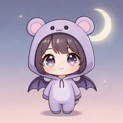 Lavender Bat Chibi Girl