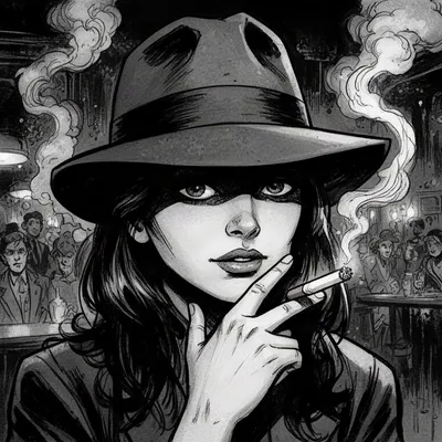 Noir Comic Woman Portrait