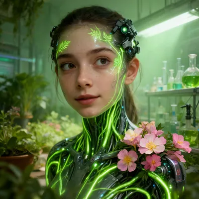 Bioluminescent Cyberpunk Garden