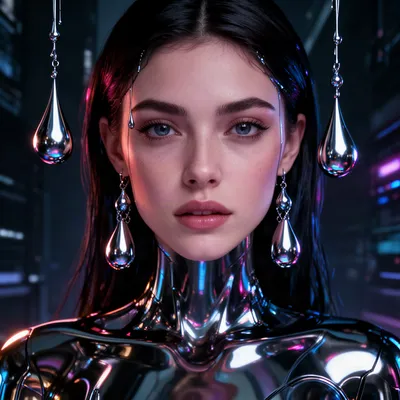 Chrome Glam Cyberpunk Woman