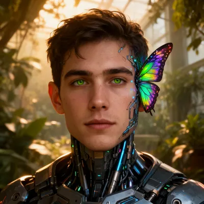 Cyberpunk Butterfly Bio-Cyber Portrait