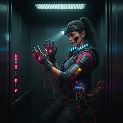 Cyberpunk Elevator Mechanic