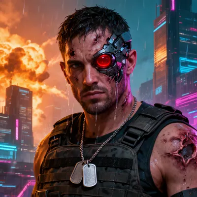 Cyberpunk Scarred Veteran