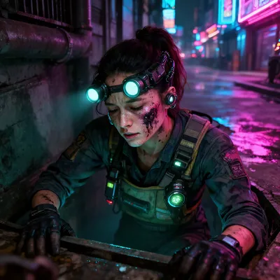 Cyberpunk Sewer Worker