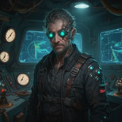 Teal Eyes Submarine Captain