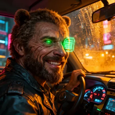Cyberpunk Taxi Driver