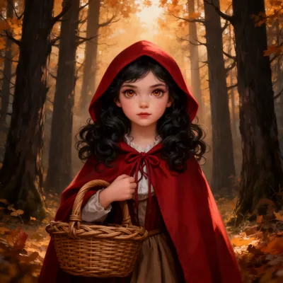 Fairy-tale Girl in Red Cloak