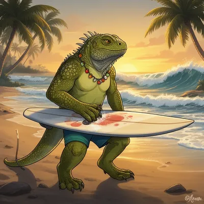 Chill Iguana Surfer