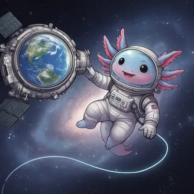 Space Axolotl Furry Avatar
