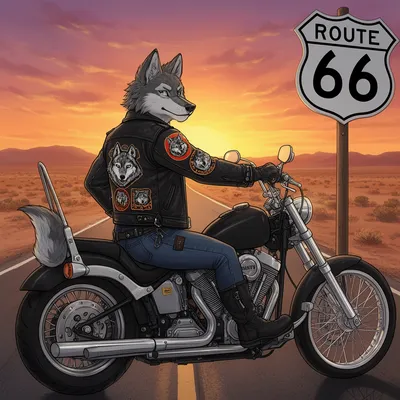 Wolf Biker Anthro Avatar