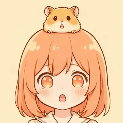 Kawaii Girl with Golden Hamster