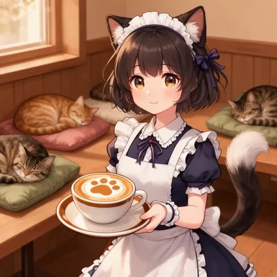 Kawaii Cafe Maid Cat Girl