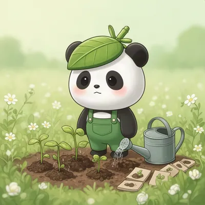 Kawaii Panda Gardener