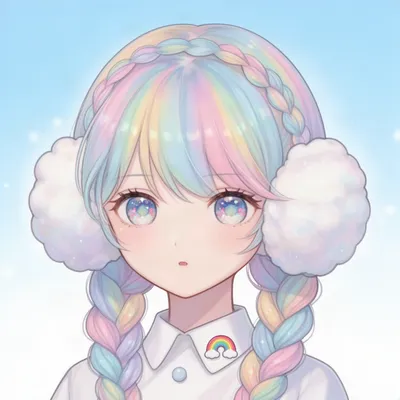 Pastel Rainbow Braids Kawaii Avatar