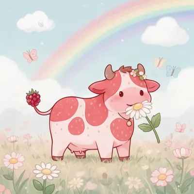Kawaii Strawberry Cow