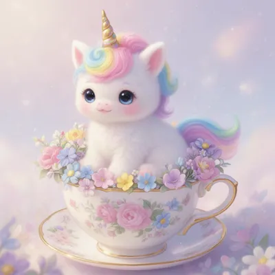 Kawaii Unicorn Teacup Avatar
