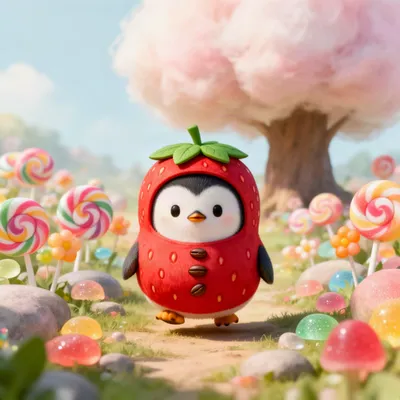 Strawberry Penguin in Candy Garden