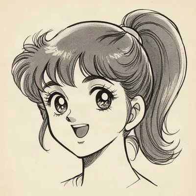 Retro 1980s Manga Woman