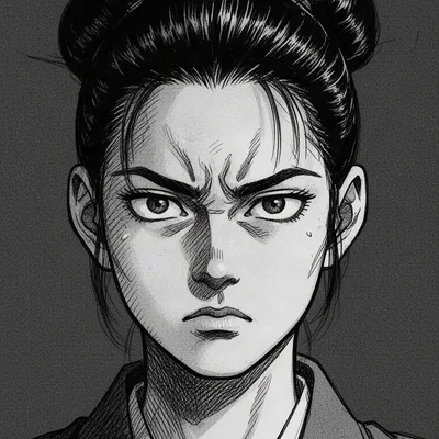 Severe Manga Woman Portrait
