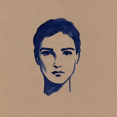 Minimalist Blue Ink Portrait