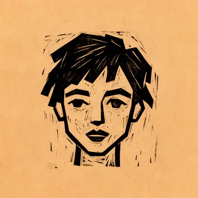 Minimalist Linocut Portrait