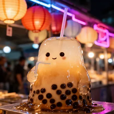 Bubble Tea Slime Creature