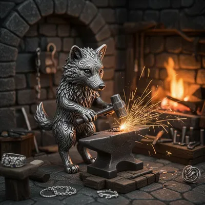 Damascus Steel Wolf Smith