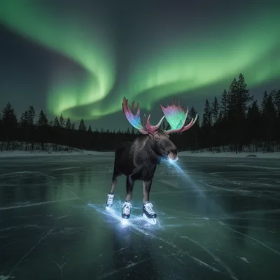 Northern Lights Moose Skater