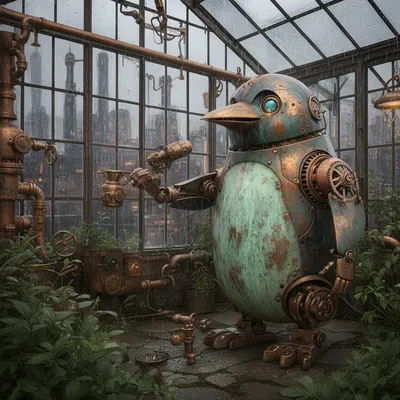 Steampunk Penguin Robot