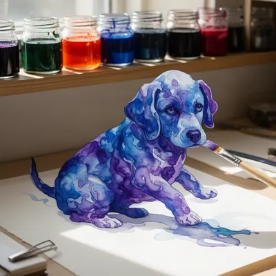 Watercolor Ink Puppy