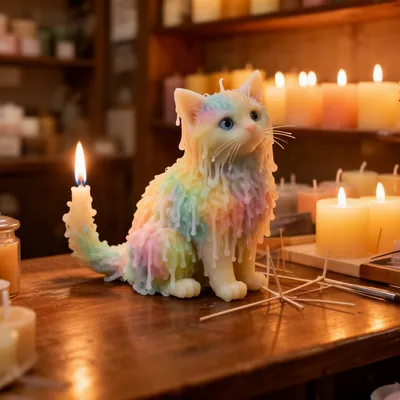 Wax Cat Candle Keeper