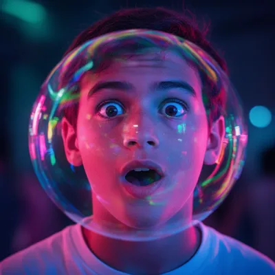 Neon Bubble Reflection