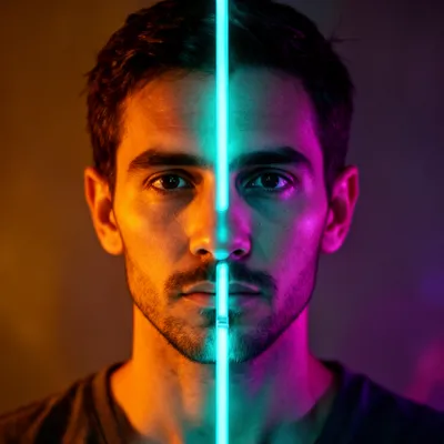Neon Duality Portrait